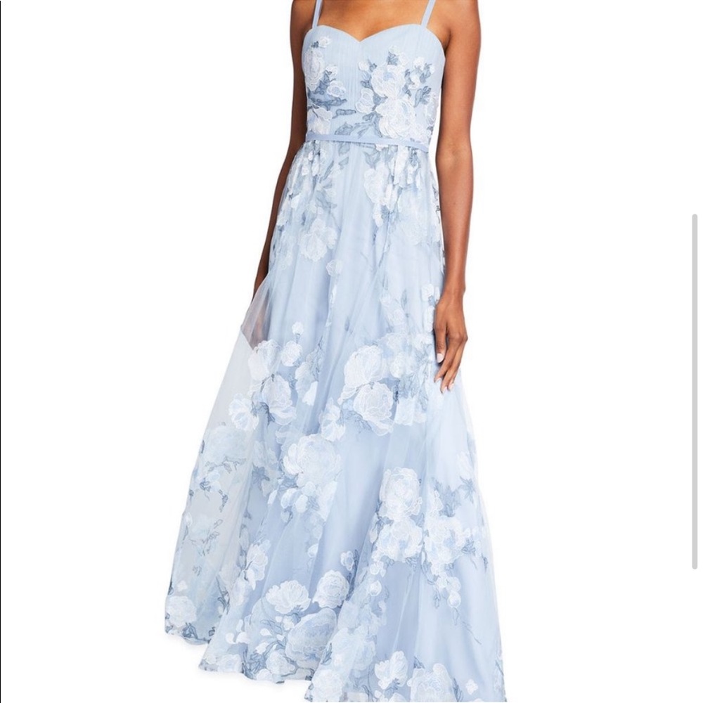 Marchesa Blue Gown With Outer Layer Of Tulle/Embr… - image 1